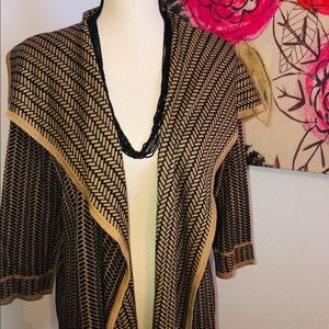 Draped Cardigan - Black/Tan